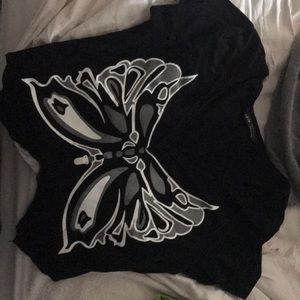 Black butterfly SHEIN tshirt cropped